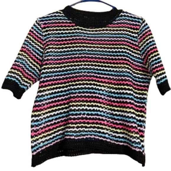 Women’s Multi Knitted Handmade Cropped Sweater Top | Beach Coverup Sz-S/M - Picture 1 of 4